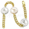Oro Laminado Fancy Bracelet, Gold Filled Style Dolphin Design, Polished, Two Tone, 03.63.2059.08 (05 MM Thickness, 8 Inches Length)