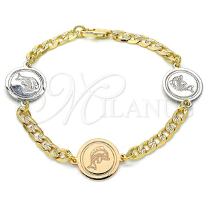 Gold Filled Bracelet — Fancy Bracelet Dolphin Design Polished Two Tone 03.63. — main product view — SKU 127162 | Oro Laminado brazalete — elegante Bracelet Dolphin diseño pulido Two Tone 03.63. — SKU 127162