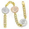 Oro Laminado Fancy Bracelet, Gold Filled Style Tree Design, Polished, Two Tone, 03.63.2060.08 (05 MM Thickness, 8 Inches Length)