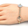Oro Laminado Fancy Bracelet, Gold Filled Style Cross Design, Polished, Two Tone, 03.63.2061.08 (05 MM Thickness, 8 Inches Length)