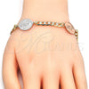 Oro Laminado Fancy Bracelet, Gold Filled Style Cross Design, Polished, Two Tone, 03.63.2061.08 (05 MM Thickness, 8 Inches Length)