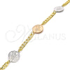 Oro Laminado Fancy Bracelet, Gold Filled Style Cross Design, Polished, Two Tone, 03.63.2061.08 (05 MM Thickness, 8 Inches Length)