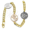 Oro Laminado Fancy Bracelet, Gold Filled Style Cross Design, Polished, Two Tone, 03.63.2061.08 (05 MM Thickness, 8 Inches Length)