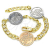 Oro Laminado Fancy Bracelet, Gold Filled Style Cross Design, Polished, Two Tone, 03.63.2061.08 (05 MM Thickness, 8 Inches Length)