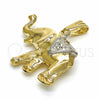 Oro Laminado Fancy Pendant, Gold Filled Style Elephant Design, Polished, Two Tone, 03.32.0268