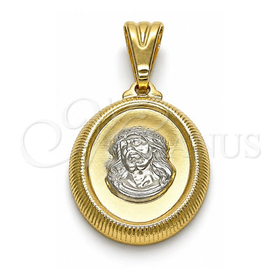 Oro Laminado Religious Pendant, Gold Filled Style Holy Spirit Design, Polished, Two Tone, 05.32.0065