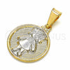 Oro Laminado Fancy Pendant, Gold Filled Style Little Girl Design, Matte Finish, Two Tone, 05.32.0067