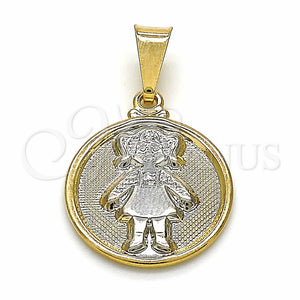 Gold Filled Pendant — Fancy Pendant Little Girl Design Matte Two Tone — main product view — SKU 127175 | Oro Laminado dije — elegante Pendant Little Girl diseño Matte Two Tone — SKU 127175