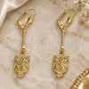 Oro Laminado Long Earring, Gold Filled Style Owl Design, Polished, Golden Finish, 02.32.0547