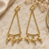 Oro Laminado Long Earring, Gold Filled Style Dolphin and Rolo Design, Polished, Golden Finish, 02.32.0550