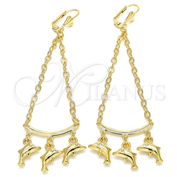 Gold Filled Ring — Long Earring Dolphin and Rolo Design Polished 02.32. — main product view — SKU 127181 | Oro Laminado anillo — Long Earring Dolphin and Rolo diseño pulido 02.32. — SKU 127181