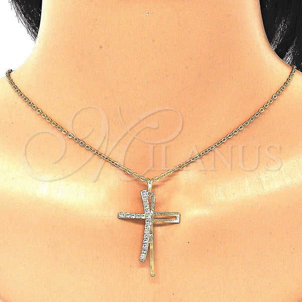 Gold Filled Pendant — Religious Pendant Cross Design with White Cubic Zirconia — alternate product view — SKU 127188 | Oro Laminado dije — Religious Pendant cruz diseño with blanco Cubic Zirconia — SKU 127188