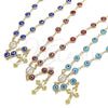 Oro Laminado Medium Rosary, Gold Filled Style Guadalupe and Crucifix Design, Red Resin Finish, Golden Finish, 09.63.0107.2.18
