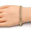 Oro Laminado Basic Bracelet, Gold Filled Style Curb Design, Polished, Golden Finish, 04.213.0164.07 (140 Gauge, 06 MM Thickness, 8 Inches Length)