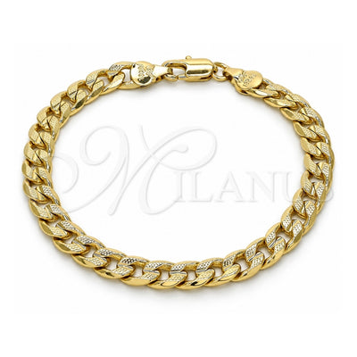 Oro Laminado Basic Bracelet, Gold Filled Style Curb Design, Polished, Golden Finish, 04.213.0164.07 (140 Gauge, 06 MM Thickness, 8 Inches Length)