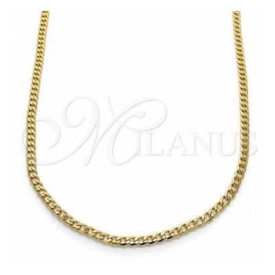 Oro Laminado Basic Necklace, Gold Filled Style Curb Design, Polished, Golden Finish, 5.222.008.30 (0.60 Gauge, 02 MM Thickness, 30 Inches Length)