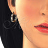 Oro Laminado Small Hoop, Gold Filled Style with Black and White Cubic Zirconia, Polished, Golden Finish, 02.210.0279.3.20