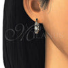 Oro Laminado Small Hoop, Gold Filled Style with Black and White Cubic Zirconia, Polished, Golden Finish, 02.210.0279.3.20