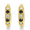 Oro Laminado Small Hoop, Gold Filled Style with Black and White Cubic Zirconia, Polished, Golden Finish, 02.210.0279.3.20