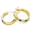 Oro Laminado Small Hoop, Gold Filled Style with Black and White Cubic Zirconia, Polished, Golden Finish, 02.210.0279.3.20