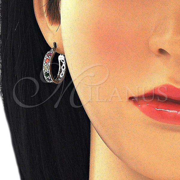 White Gold Filled Hoop Earrings — Small Hoop with Multicolor Cubic Zirconia Polished 02. — alternate product view — SKU 127223 | Oro Laminado Blanco aretes de aro — Small Hoop with Multicolor Cubic Zirconia pulido 02. — SKU 127223