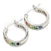 Rhodium Gold Filled Small Hoop, with Multicolor Cubic Zirconia, Polished, Rhodium Finish, 02.210.0279.9.20