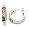 Rhodium Gold Filled Small Hoop, with Multicolor Cubic Zirconia, Polished, Rhodium Finish, 02.210.0279.9.20