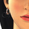 Oro Laminado Small Hoop, Gold Filled Style with Garnet and White Cubic Zirconia, Polished, Golden Finish, 02.210.0280.1.15