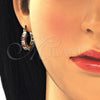 Oro Laminado Small Hoop, Gold Filled Style with Garnet and White Cubic Zirconia, Polished, Golden Finish, 02.210.0280.1.15