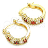 Oro Laminado Small Hoop, Gold Filled Style with Garnet and White Cubic Zirconia, Polished, Golden Finish, 02.210.0280.1.15