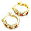 Oro Laminado Small Hoop, Gold Filled Style with Garnet and White Cubic Zirconia, Polished, Golden Finish, 02.210.0280.1.15