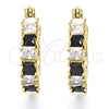 Oro Laminado Small Hoop, Gold Filled Style with Black and White Cubic Zirconia, Polished, Golden Finish, 02.210.0280.3.15