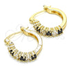 Oro Laminado Small Hoop, Gold Filled Style with Black and White Cubic Zirconia, Polished, Golden Finish, 02.210.0280.3.15