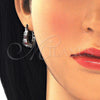 Rhodium Gold Filled Small Hoop, with Garnet and White Cubic Zirconia, Polished, Rhodium Finish, 02.210.0280.6.15