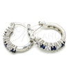 Rhodium Plated Small Hoop, with Sapphire Blue and White Cubic Zirconia, Polished, Rhodium Finish, 02.210.0280.7.15