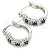 Rhodium Plated Small Hoop, with Sapphire Blue and White Cubic Zirconia, Polished, Rhodium Finish, 02.210.0280.7.15