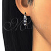 Rhodium Gold Filled Small Hoop, with Sapphire Blue and White Cubic Zirconia, Polished, Rhodium Finish, 02.210.0280.7.15