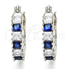 Rhodium Gold Filled Small Hoop, with Sapphire Blue and White Cubic Zirconia, Polished, Rhodium Finish, 02.210.0280.7.15