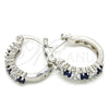 Rhodium Gold Filled Small Hoop, with Sapphire Blue and White Cubic Zirconia, Polished, Rhodium Finish, 02.210.0280.7.15