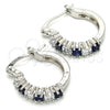 Rhodium Gold Filled Small Hoop, with Sapphire Blue and White Cubic Zirconia, Polished, Rhodium Finish, 02.210.0280.7.15