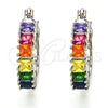 Rhodium Gold Filled Small Hoop, with Multicolor Cubic Zirconia, Polished, Rhodium Finish, 02.210.0280.9.15