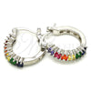 Rhodium Gold Filled Small Hoop, with Multicolor Cubic Zirconia, Polished, Rhodium Finish, 02.210.0280.9.15