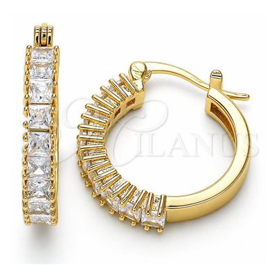 Oro Laminado Small Hoop, Gold Filled Style with White Cubic Zirconia, Polished, Golden Finish, 02.210.0281.20