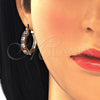 Oro Laminado Small Hoop, Gold Filled Style with Garnet and White Cubic Zirconia, Polished, Golden Finish, 02.210.0281.1.20