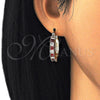 Oro Laminado Small Hoop, Gold Filled Style with Garnet and White Cubic Zirconia, Polished, Golden Finish, 02.210.0281.1.20