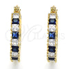 Oro Laminado Small Hoop, Gold Filled Style with Sapphire Blue and White Cubic Zirconia, Polished, Golden Finish, 02.210.0281.2.20