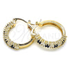Oro Laminado Small Hoop, Gold Filled Style with Sapphire Blue and White Cubic Zirconia, Polished, Golden Finish, 02.210.0281.2.20