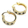 Oro Laminado Small Hoop, Gold Filled Style with Sapphire Blue and White Cubic Zirconia, Polished, Golden Finish, 02.210.0281.2.20