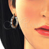 Oro Laminado Small Hoop, Gold Filled Style with Black and White Cubic Zirconia, Polished, Golden Finish, 02.210.0281.3.20