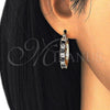 Oro Laminado Small Hoop, Gold Filled Style with Black and White Cubic Zirconia, Polished, Golden Finish, 02.210.0281.3.20